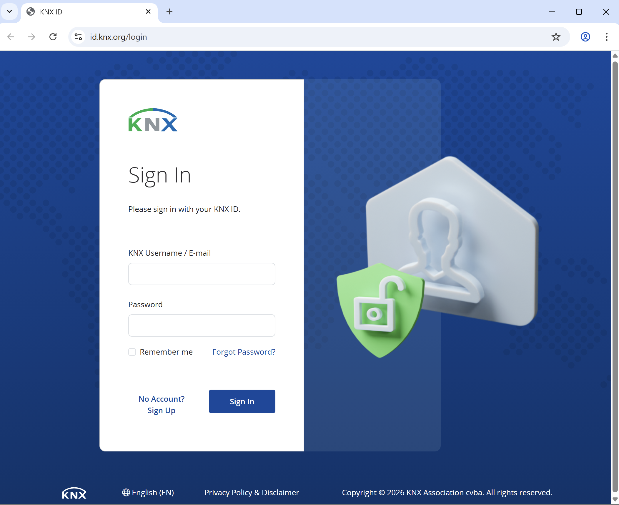 KNX innskráningarsíða